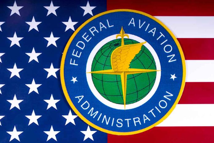 Federal Aviation Administration logo on U.S. flag.