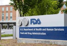 FDA building entrance with department sign and trees