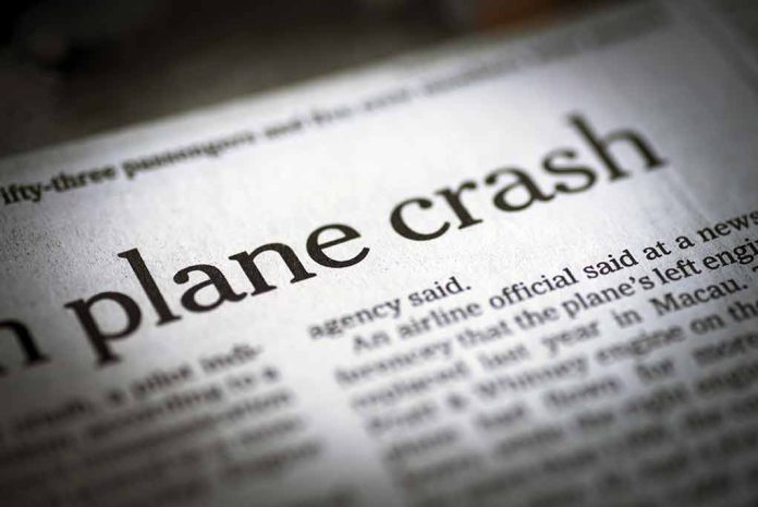 Newspaper headline about a plane crash story