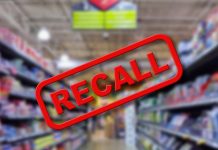 Recall warning over blurred grocery store aisle