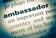 Ambassador dictionary definition highlighted in text closeup