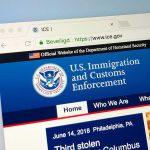 Website of US Immigration and Customs Enforcement agency