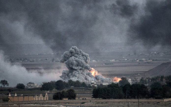 324965855 featured image Large explosion with thick smoke on the battlefield