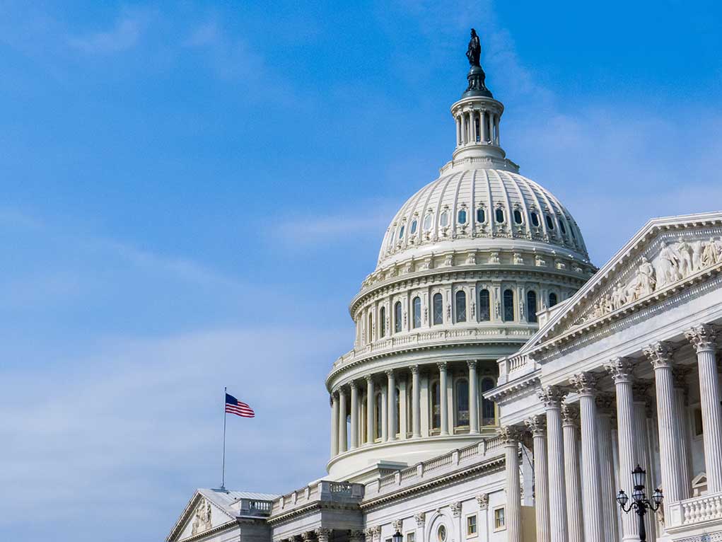 United States Capitol building with American flag visible