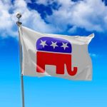Gray flag with a red elephant symbol