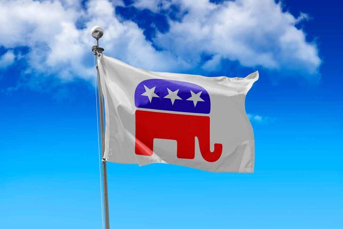 2256305143 featured image Gray flag with a red elephant symbol
