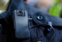 Body camera attached to a black uniform