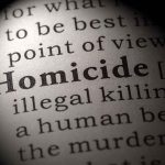 Magnified text showing definition of homicide