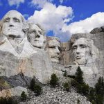 Mount Rushmore featuring the carved faces of four U.S. presidents