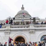 Crowd gathering outside the US Capitol