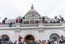 Crowd gathering outside the US Capitol