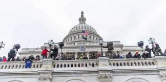 Crowd gathering outside the US Capitol