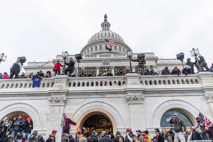 Crowd gathering outside the US Capitol