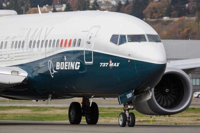 1854534454 Boeing 737 MAX airplane on runway.