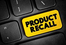 Black keyboard with Product Recall yellow key.