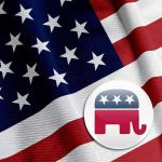 GOP Civil War Erupts—Vance BLASTS Massie! American flag with Republican elephant symbol.