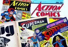 Superman Comic Shatters $9M Record Assorted vintage Superman and Supergirl comic book covers.