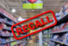 Recall warning over blurred grocery store aisle