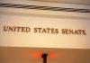Sign displaying United States Senate in a government building