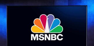 MSNBC logo displayed on a television screen