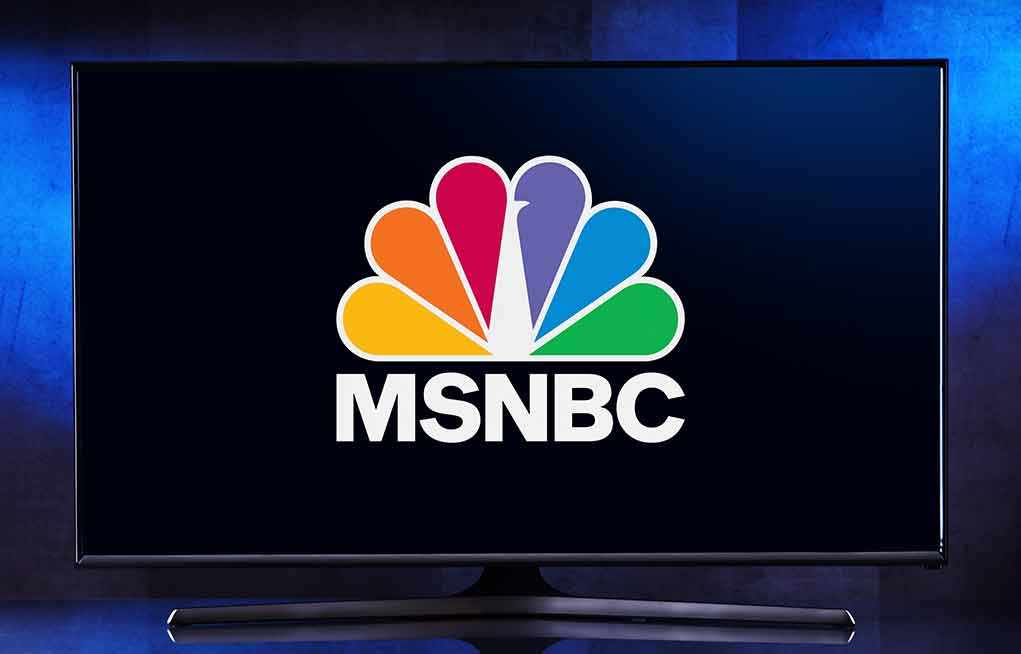 MSNBC logo displayed on a television screen