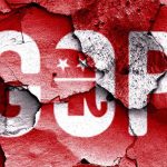 ANOTHER GOP Resignation Stuns Political Circles Cracked wall featuring the GOP logo in red and white