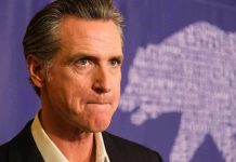 Academy Award Winner HUMILIATES Newsom Onstage Man in suit, solemn expression, purple background with bear drawing.