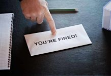 Regime Official’s Daughter FIRED From Cancer Institute Envelope with YOURE FIRED and pointing finger.