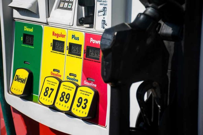 Gas pump with diesel, regular, plus, and premium fuel options