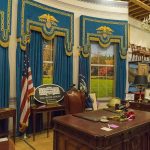 Trump Ends Camp David Trip Early After EMERGENCY Oval Office-style desk and decor in a museum display