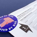 I Voted by Mail sticker on absentee ballot application form