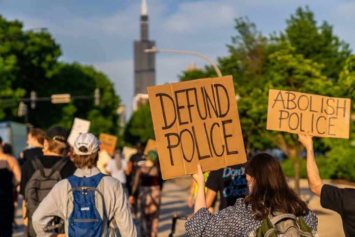 shutterstock_1749643415 protesters holding cardboard signs during a street march