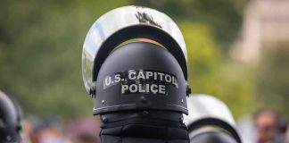 U.S. Capitol Police officer in riot gear