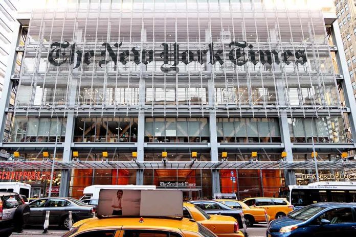shutterstock_260050847 The New York Times building facade with street traffic
