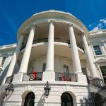 Trump Mocks Biden in Front of China’s Xi The White House south portico with columns and balcony