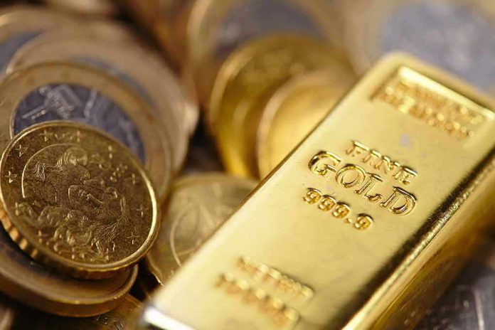 Gold bar and coins close-up