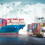 Trump’s Russian Diesel Plan Violates Federal Law Cargo ship with containers alongside trucks, plane, and forklifts at a port