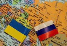 Lobbying Bombshell Shadows Trump Inner Circle Ukraine and Russia flags on a map of Eastern Europe
